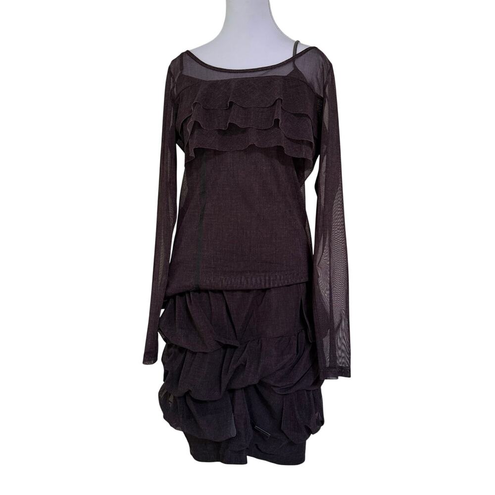 Vintage Cop Copine Paris 2-Piece Mesh Tiered Skirt & Top Set FR 40 / US M